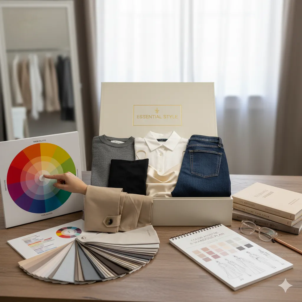 Essential style consultation package showing wardrobe basics and color analysis
